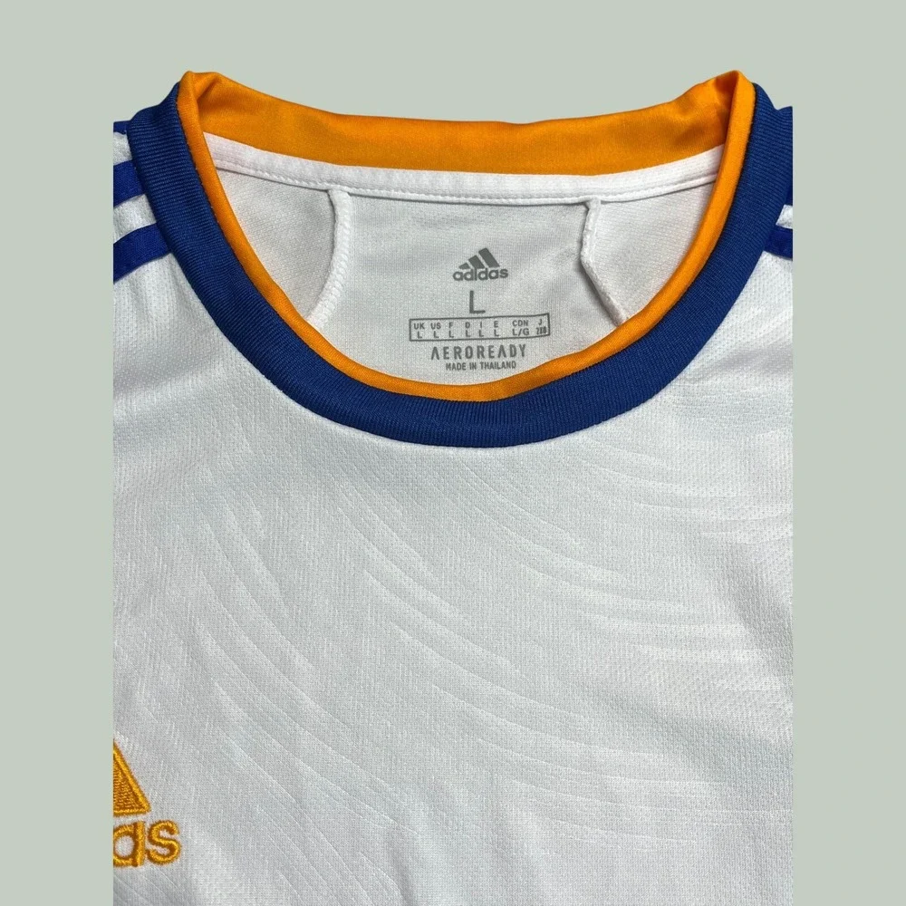 Adidas Real Madrid 2021-22 Home Jersey White Blue Orange Mens Large Soccer Shirt